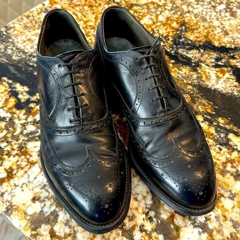FootJoy‎ men’s Jet Black lace up wingtip leather shoes